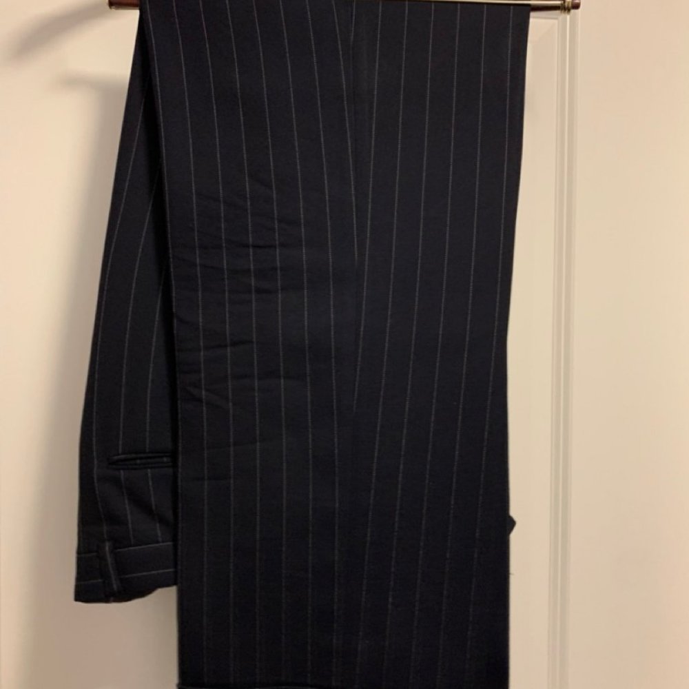 Ralph Lauren Double Breasted Pinstripe Dark Navy 2 Piece Suit 42L - Picture 6 of 9